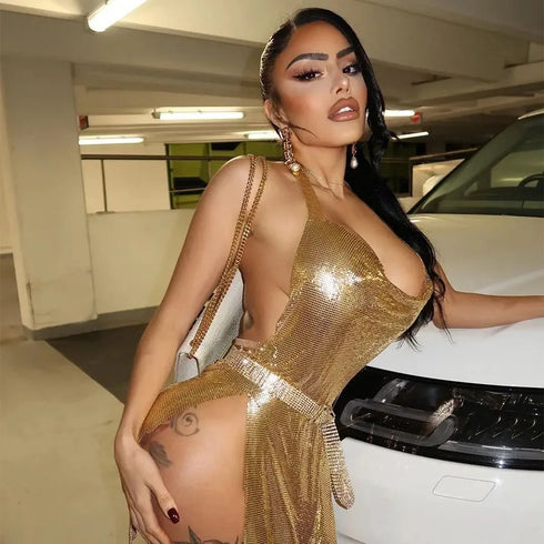 Sexy Fashionable Women's Elegant Backless Sequin Party Dress